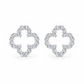 Pair of open clover outline earrings set with moissanite