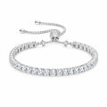 Adjustable moissanite tennis bracelet with a slider and chain ends