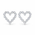 Pair of open heart outline earrings set with moissanite