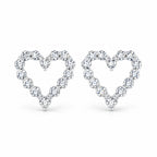 Pair of open heart outline earrings set with moissanite