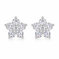 Pair of star-shaped moissanite cluster stud earrings
