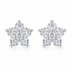 Pair of star-shaped moissanite cluster stud earrings