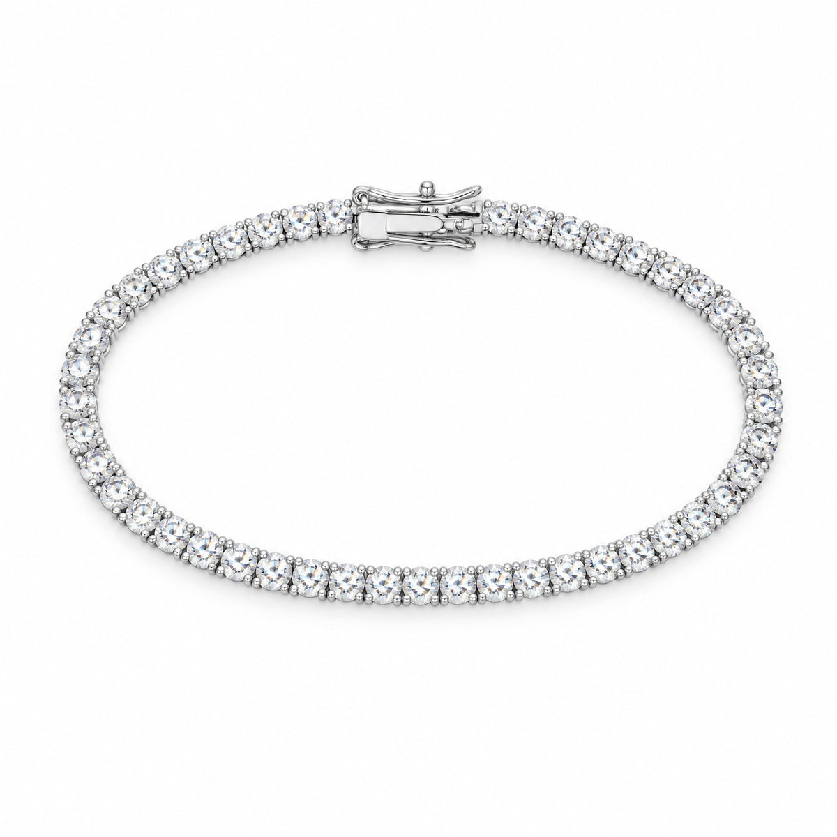 3mm tennis bracelet closed in a circle, front view