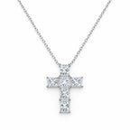 Slim cross pendant with square moissanite stones on a fine chain