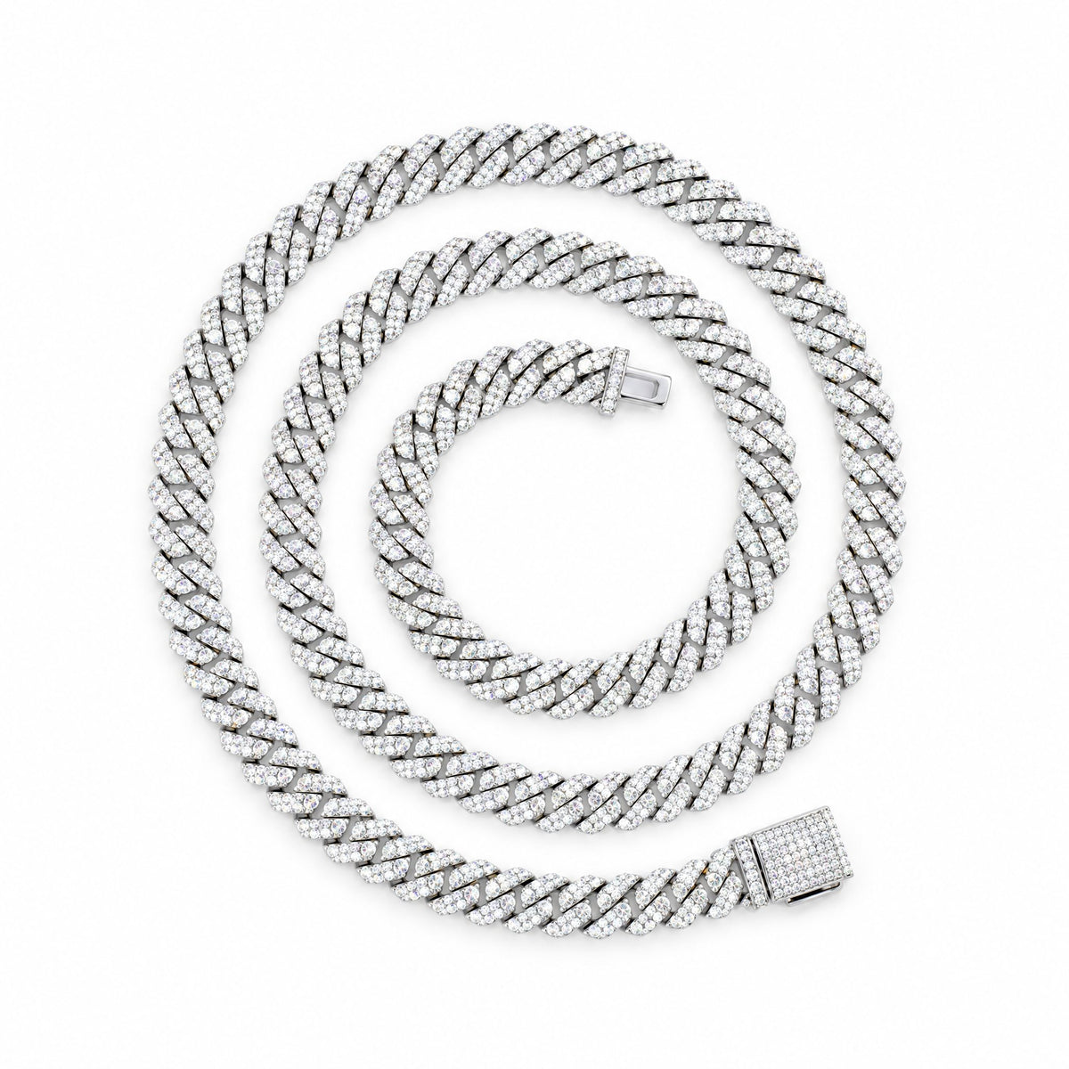 8mm Cuban link chain coiled in a spiral