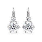 Pair of round moissanite drop earrings with leverbacks