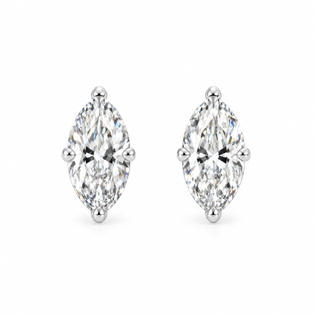 Pair of marquise-cut moissanite stud earrings