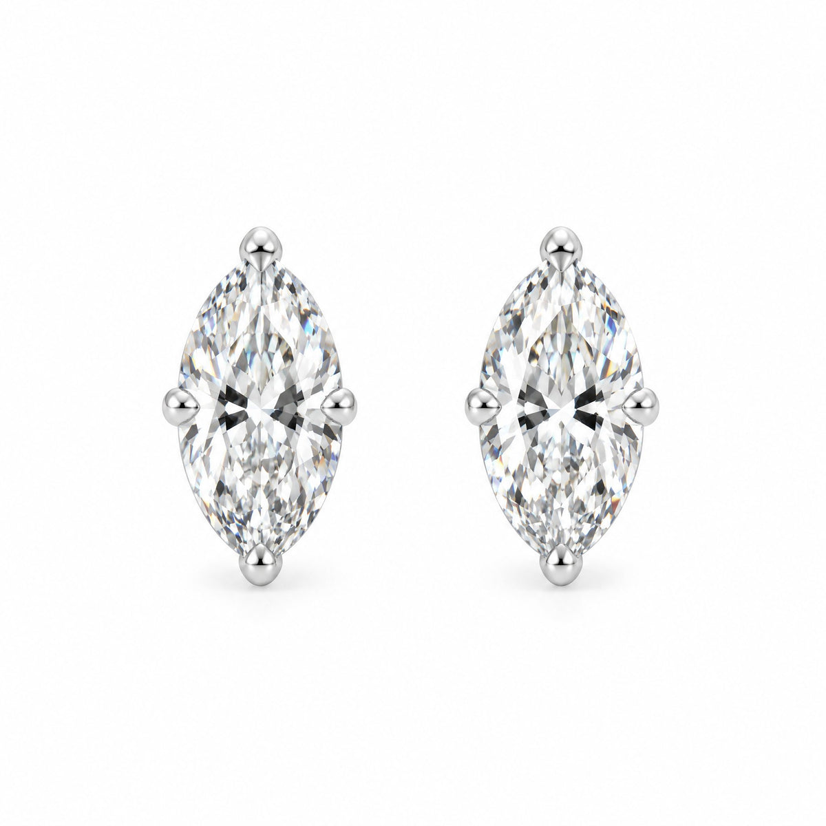 Pair of marquise-cut moissanite stud earrings