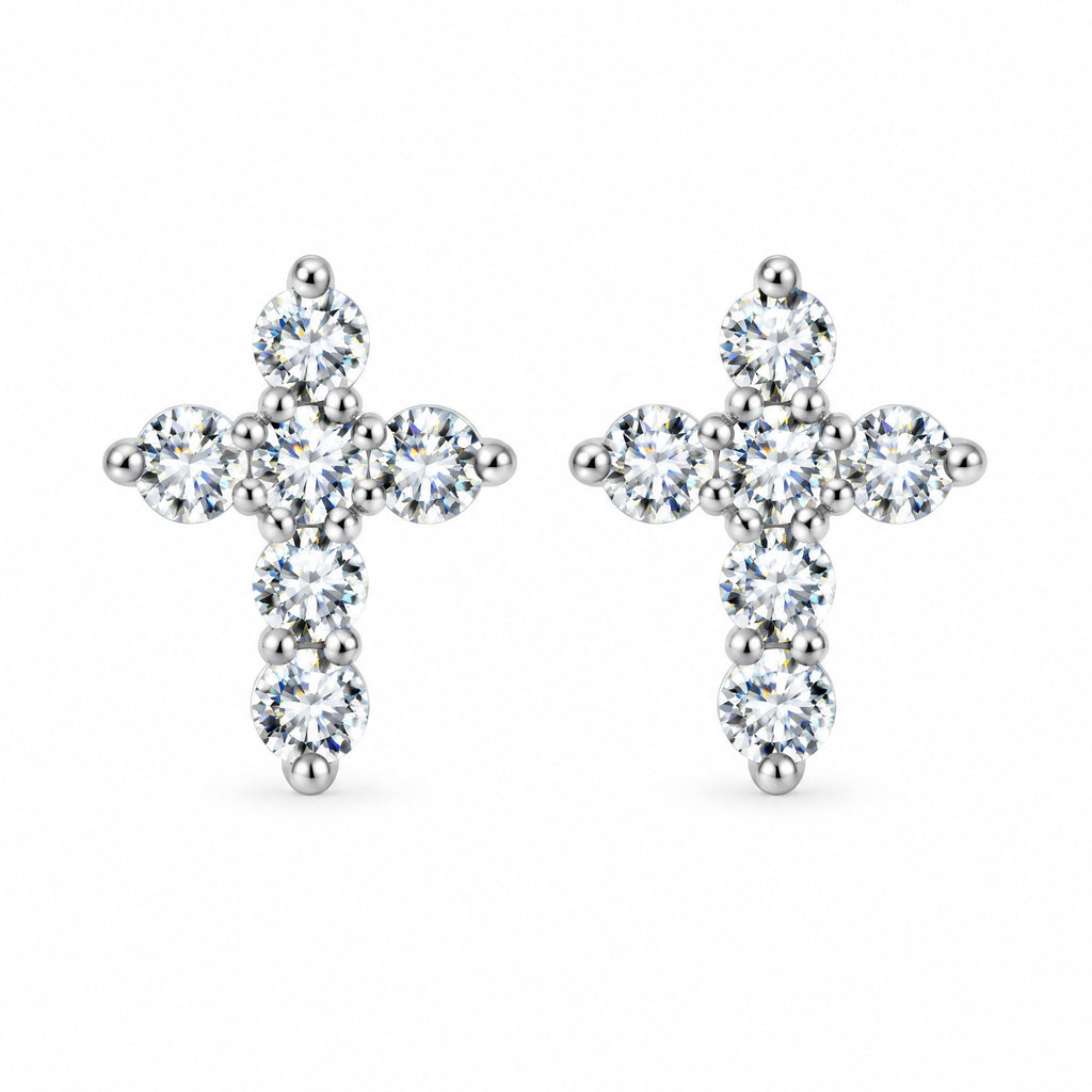 Pair of moissanite cross stud earrings