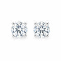 Pair of round moissanite stud earrings in four-prong settings