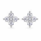 Pair of kite-shaped moissanite cluster stud earrings