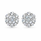 Pair of round moissanite cluster stud earrings