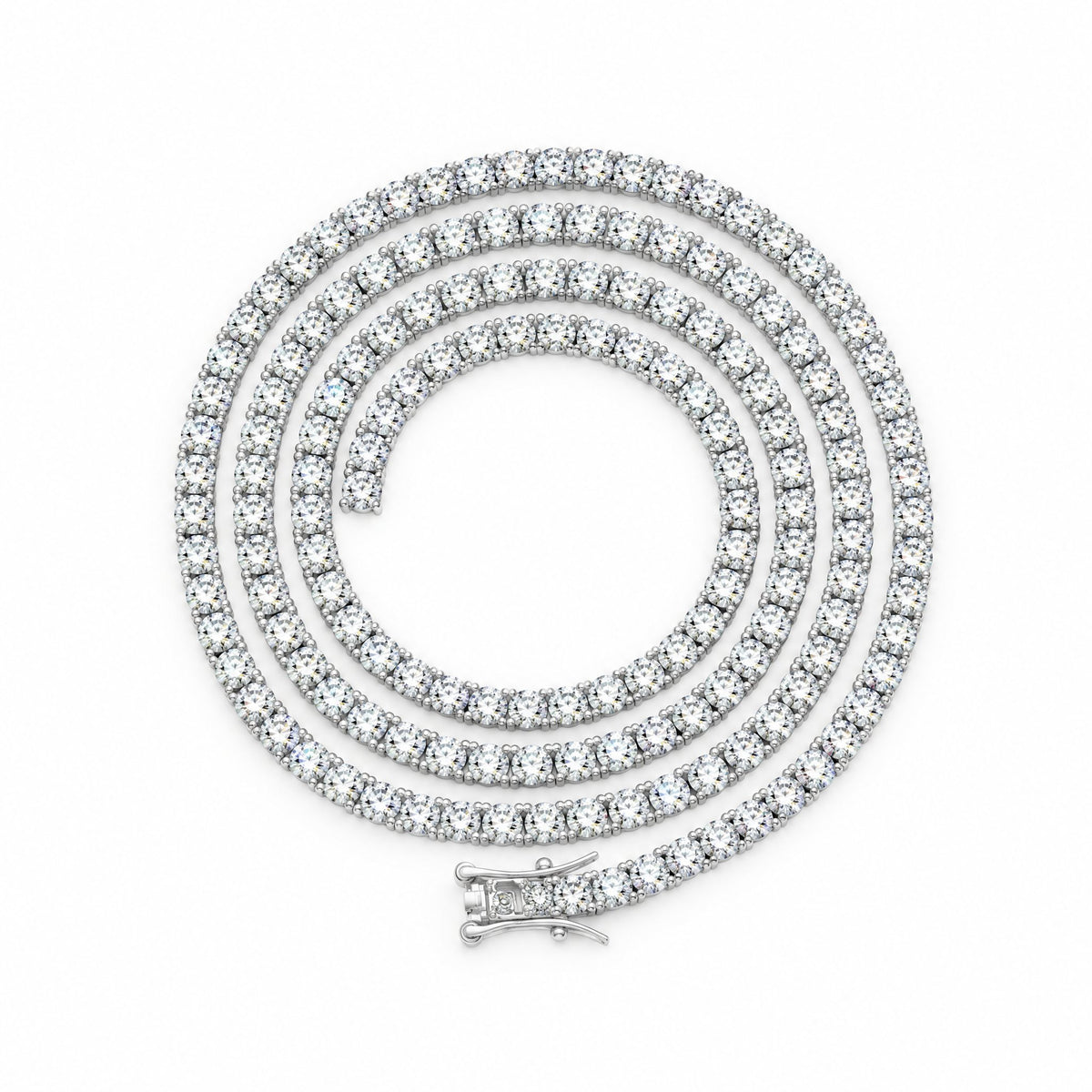 3mm tennis chain coiled in a circle