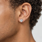 Clover cluster stud earring worn on the earlobe