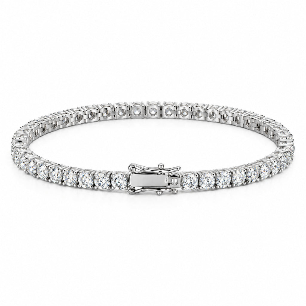 4mm tennis bracelet viewed from the front with the box clasp centred