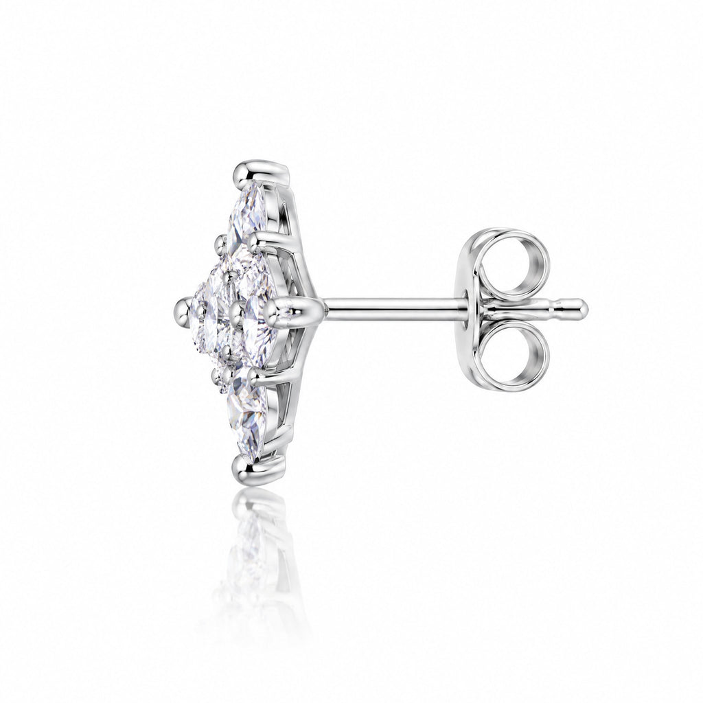 Side view of a kite cluster stud earring