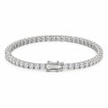 3mm moissanite tennis bracelet laid flat with its box clasp