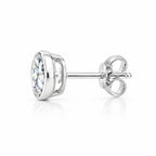Side view of a round solitaire stud with its butterfly back
