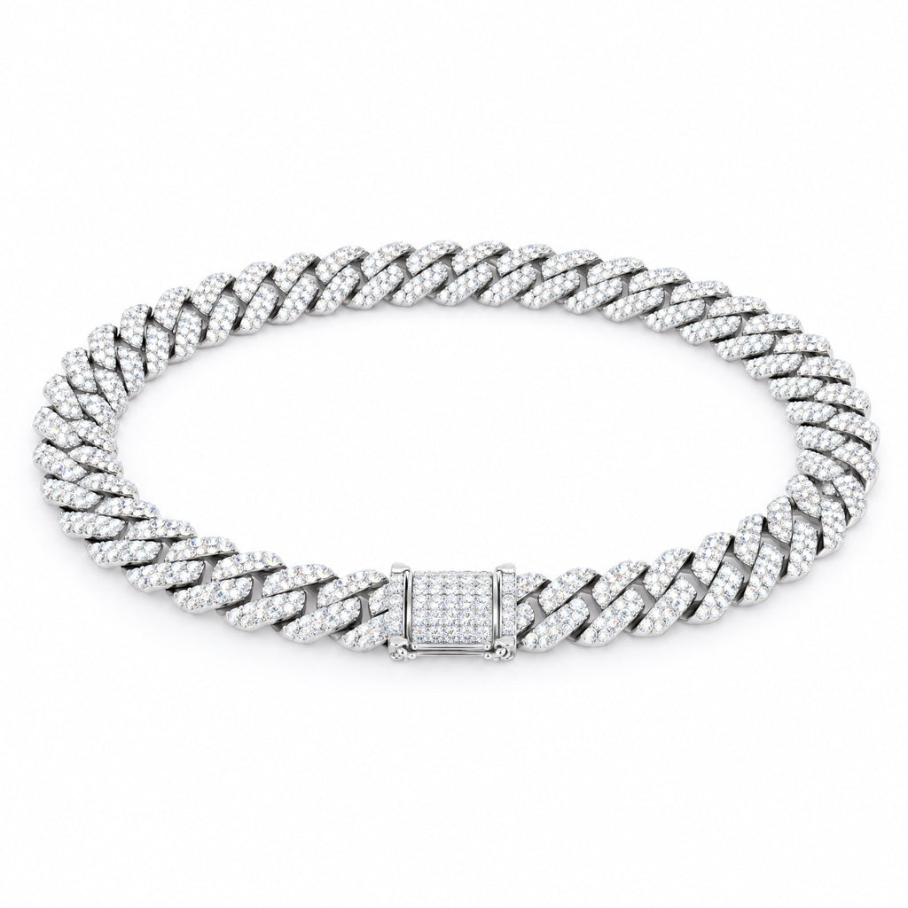 Short closed loop of 10mm iced Cuban links with the clasp in front