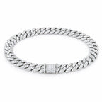 Short closed loop of 10mm iced Cuban links with the clasp in front