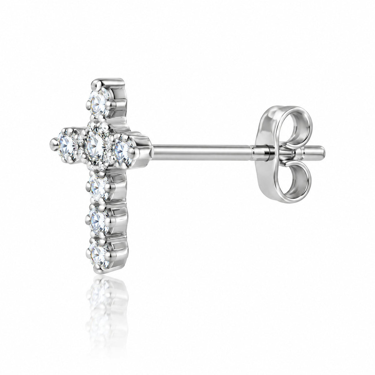 Side view of a cross stud earring