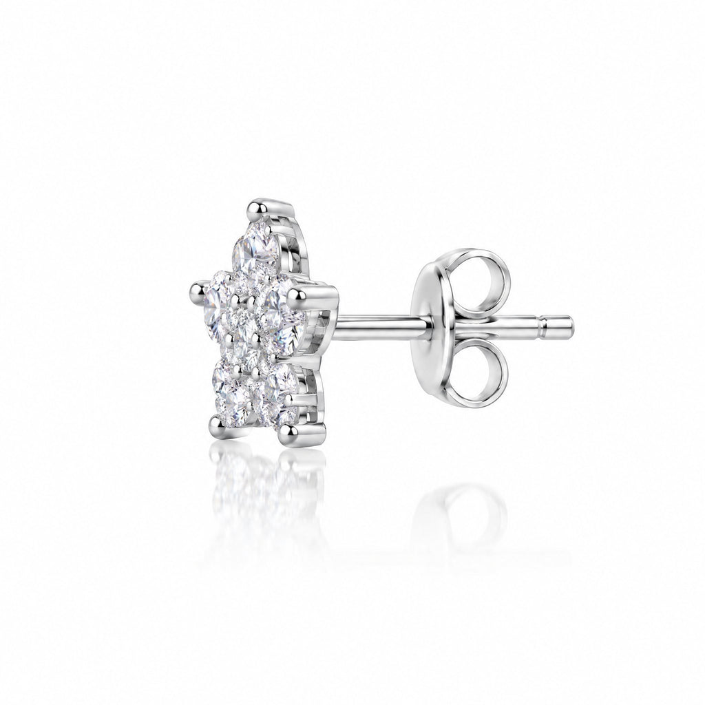 Side view of a star cluster stud earring