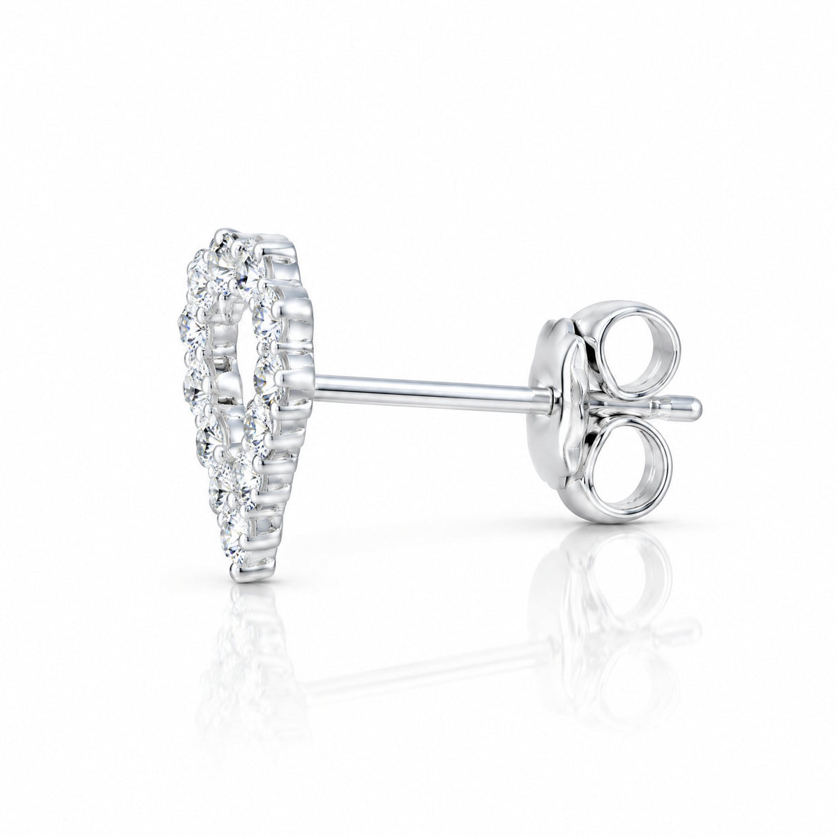 Side view of a heart outline stud earring