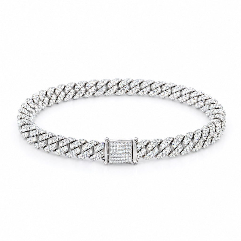 8mm Cuban link bracelet laid flat with the box clasp facing forward