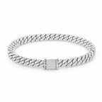 8mm Cuban link bracelet laid flat with the box clasp facing forward