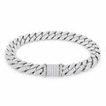 10mm iced Cuban link bracelet laid flat with its box clasp