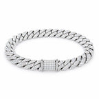 10mm iced Cuban link bracelet laid flat with its box clasp