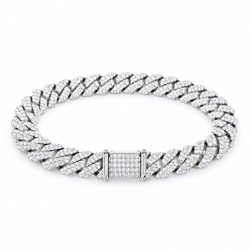 10mm iced Cuban link bracelet laid flat with its box clasp
