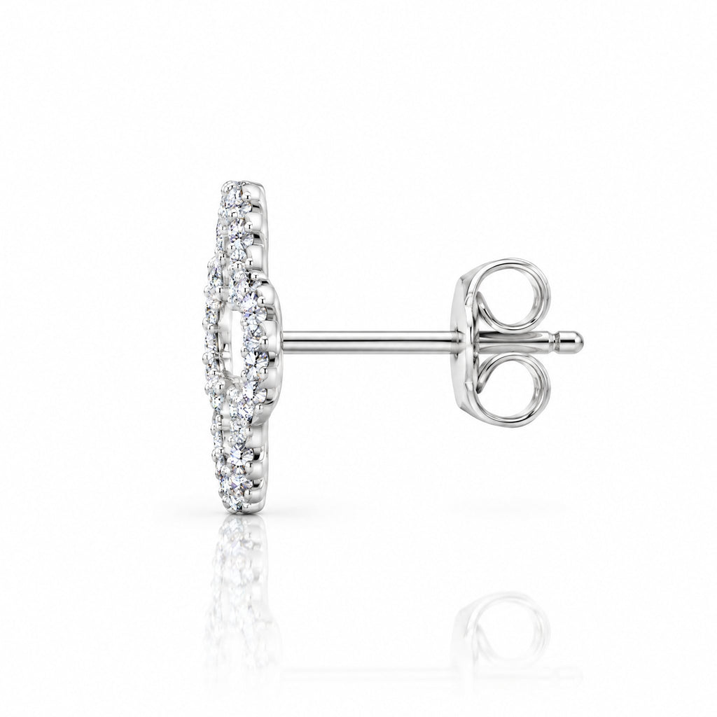 Side view of a clover outline stud earring