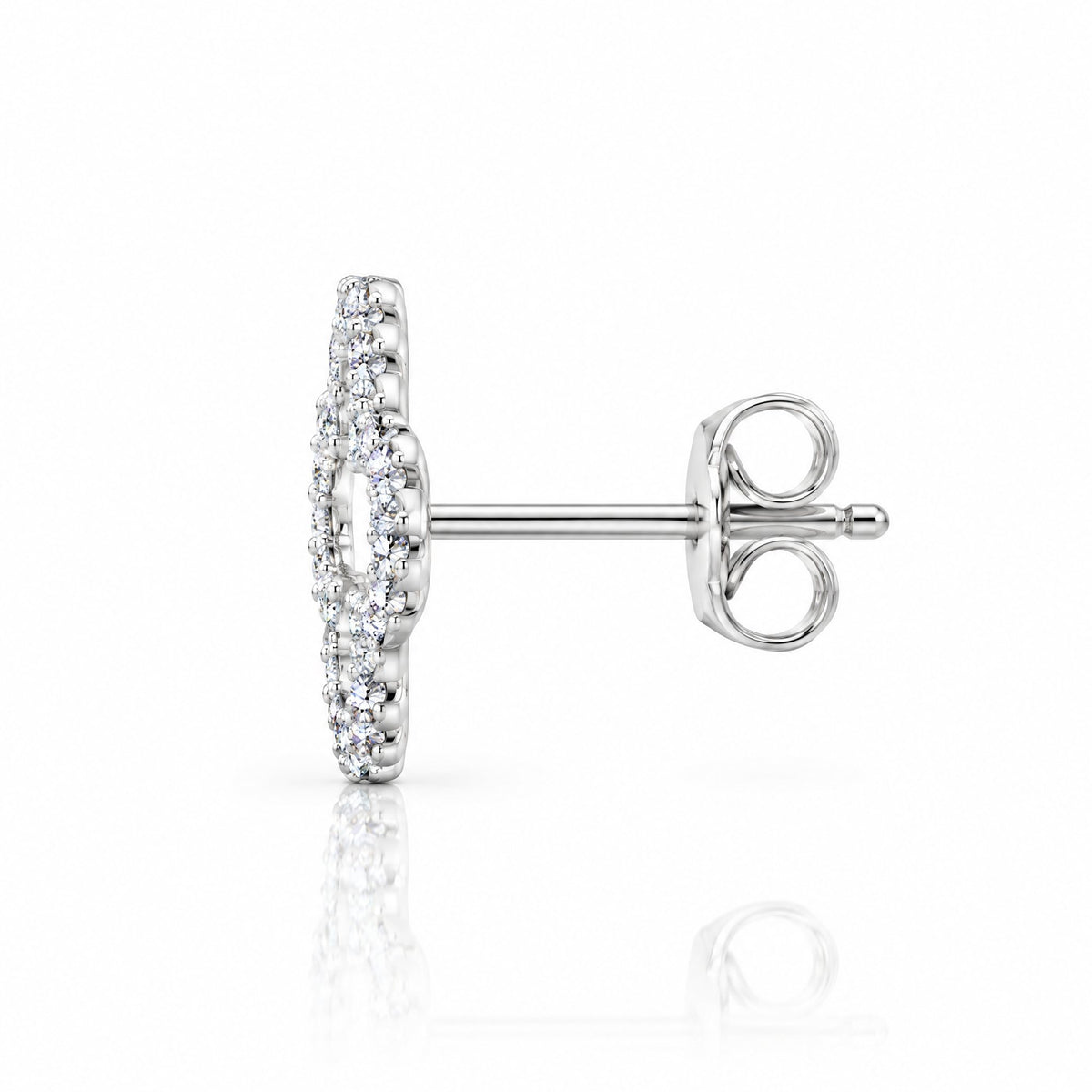 Side view of a clover outline stud earring
