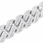 Close-up of the moissanite-set links on a 10mm Cuban chain