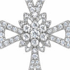 Close-up of the flower-shaped centre of the statement cross