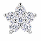 Close-up of the prong-set moissanite stones forming a star