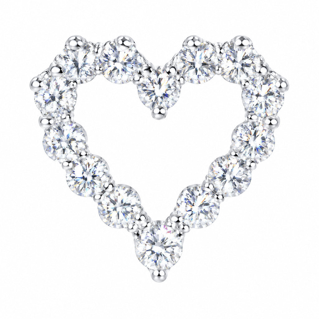 Close-up of the moissanite stones tracing the open heart