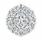 Close-up of the tightly set moissanite stones in a round cluster