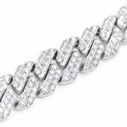 Close-up of moissanite-set links on the 10mm Cuban bracelet