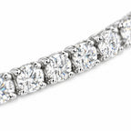Close-up of round four-prong moissanite stones on the 4mm tennis bracelet