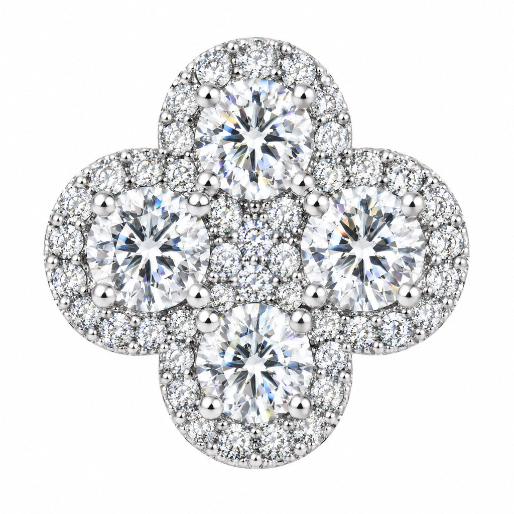 Close-up of the clover cluster with four larger stones and small accents