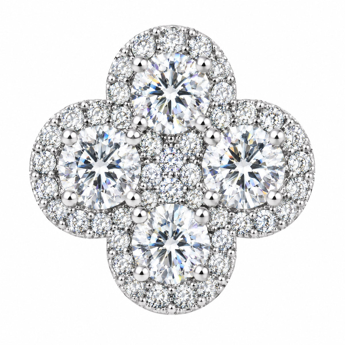 Close-up of the clover cluster with four larger stones and small accents