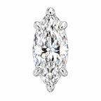 Close-up of a marquise-cut moissanite stone in a prong setting