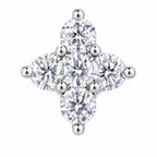 Close-up of round moissanite stones set in a kite shape