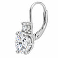 Round moissanite drop earring with a leverback, side angle