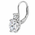 Round moissanite drop earring with a leverback, side angle