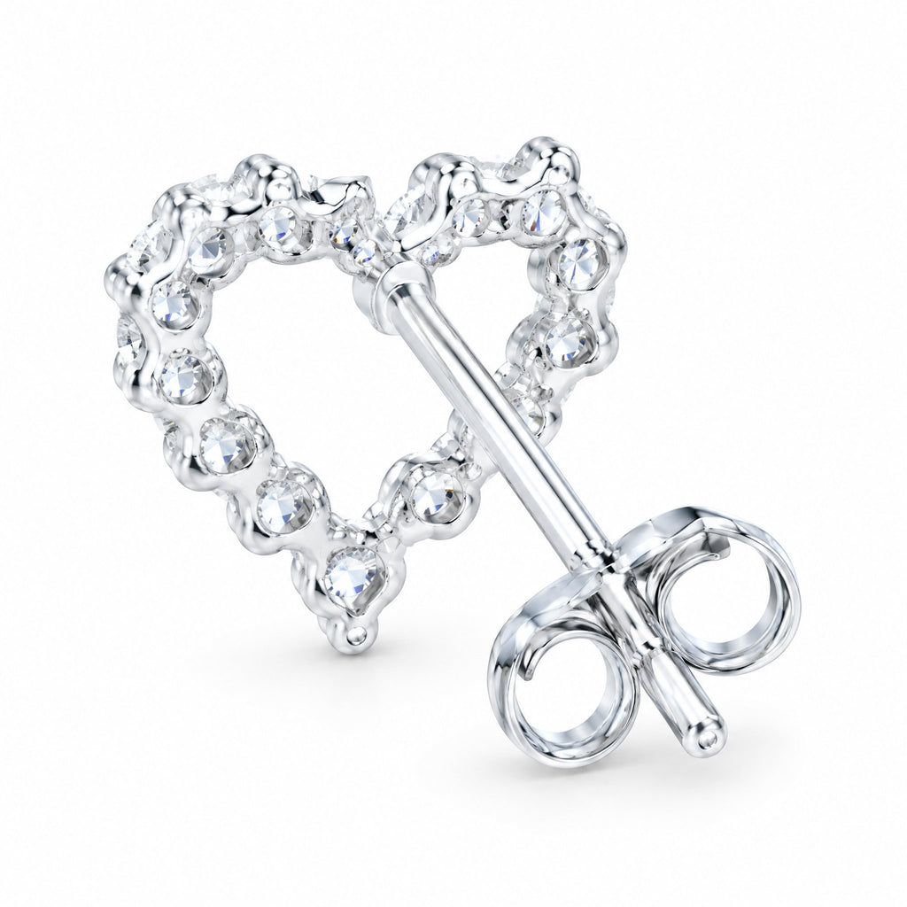 Back of a heart outline stud showing the post and butterfly back