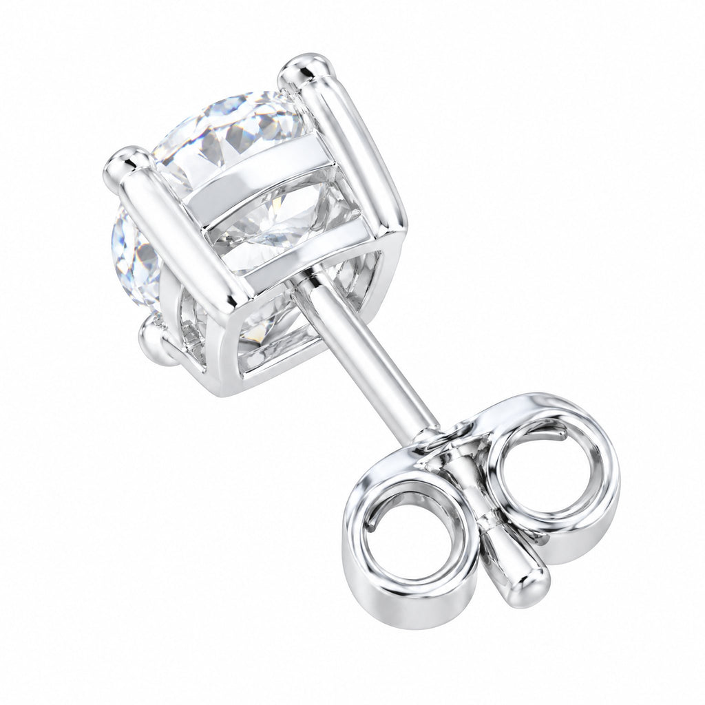 Back of a round stud earring showing the post and butterfly back