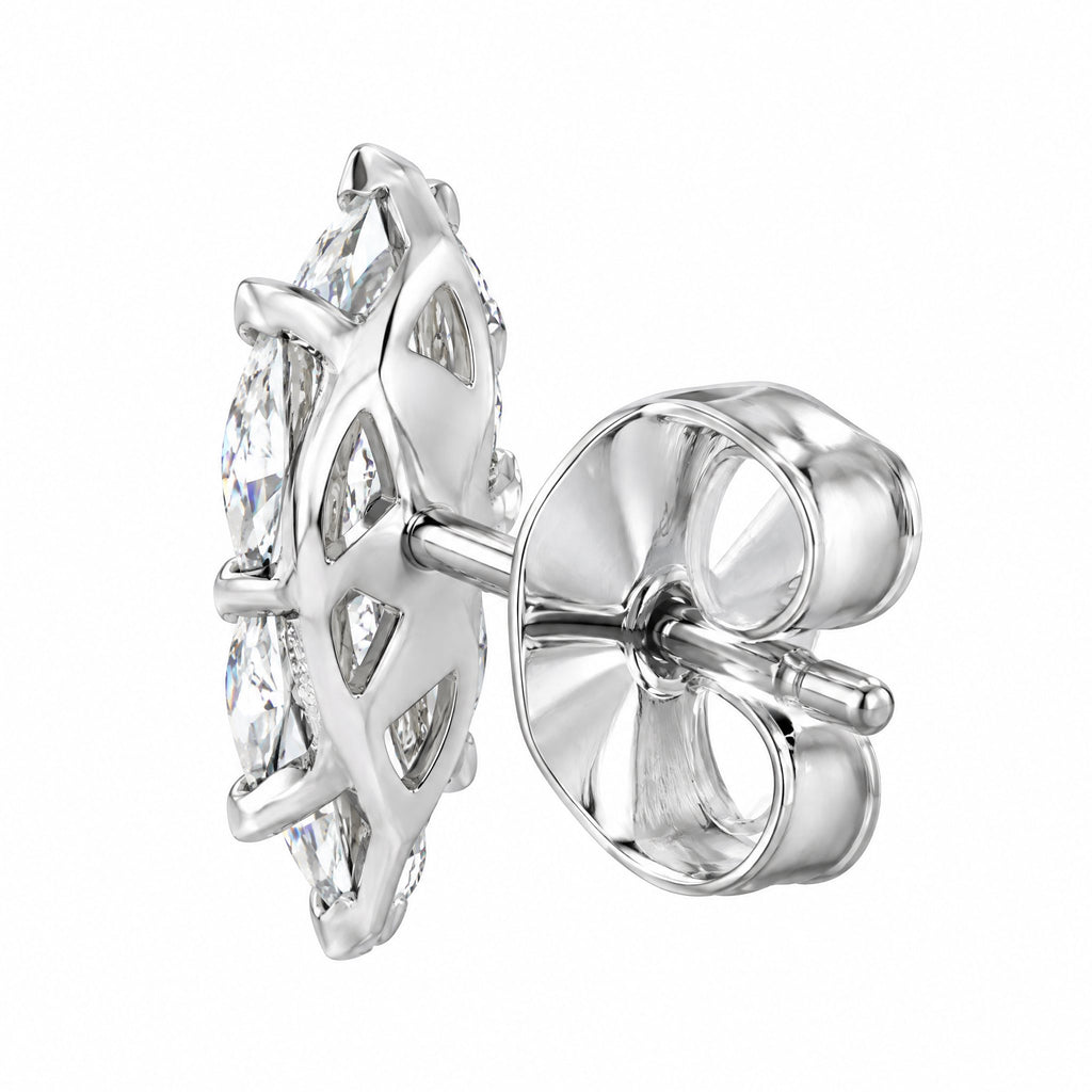 Back of a marquise stud showing the post and butterfly back